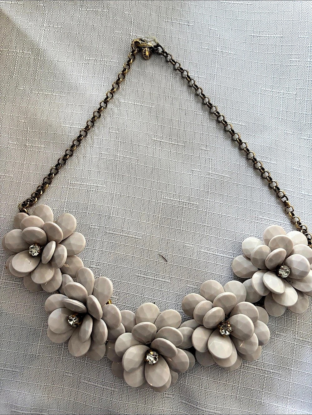 Premier Designs Floral Statement Necklace Gray & White